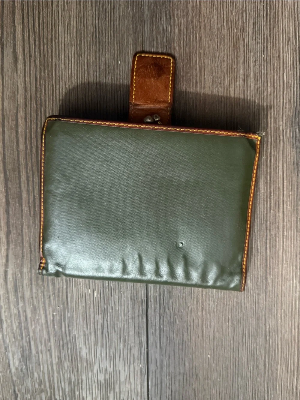 Vintage Hunting World Green Brown Leather Bifold Wallet Coin Purse Luxury Rare